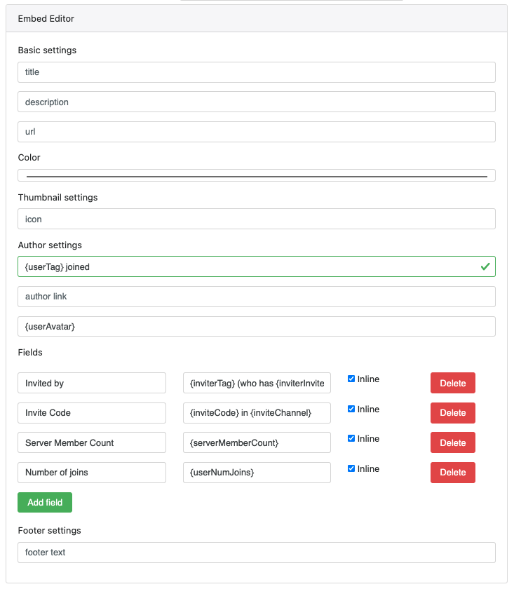 Example Embed Generator Inputs